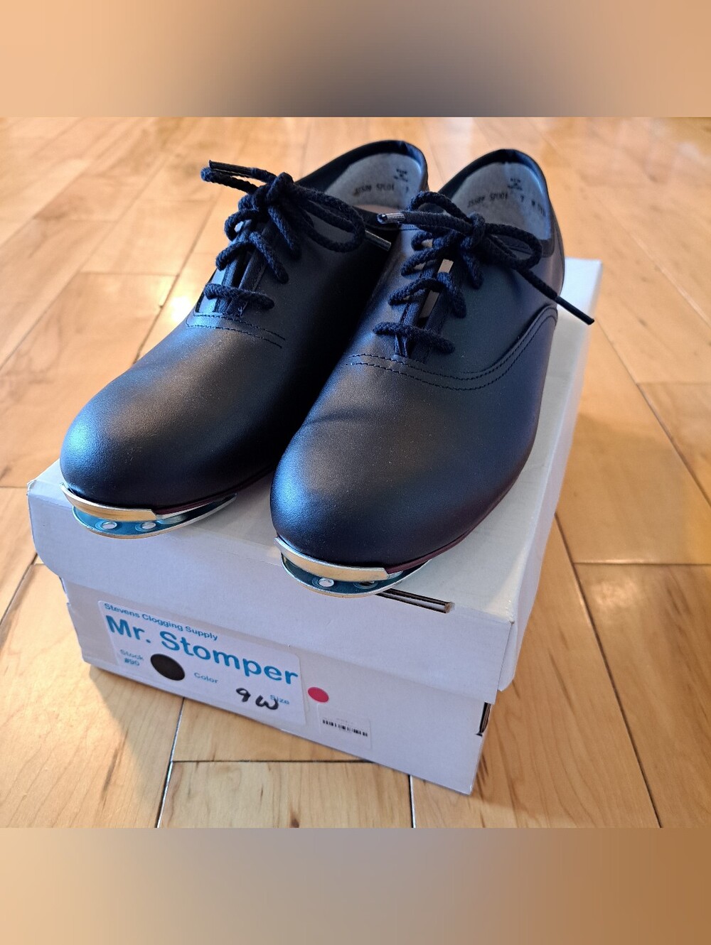 STEVENS CLOGGING SUPPLY MR. STOMPER Clogging Shoes w/ Buck Taps Size 9W Black
